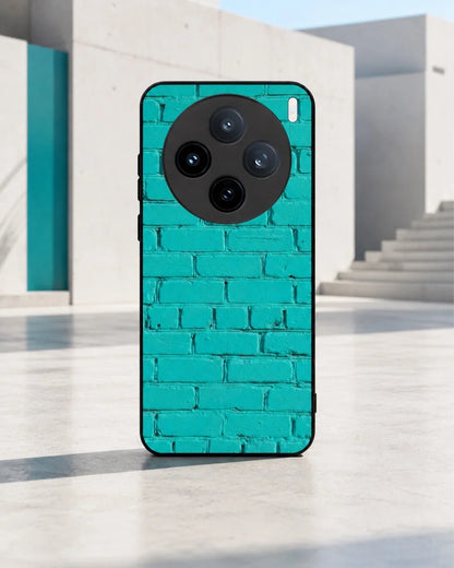 Teal Brick Wall Phone Case - Turquoise Painted Masonry Print for iPhone, Samsung, Pixel, OnePlus & Vivo