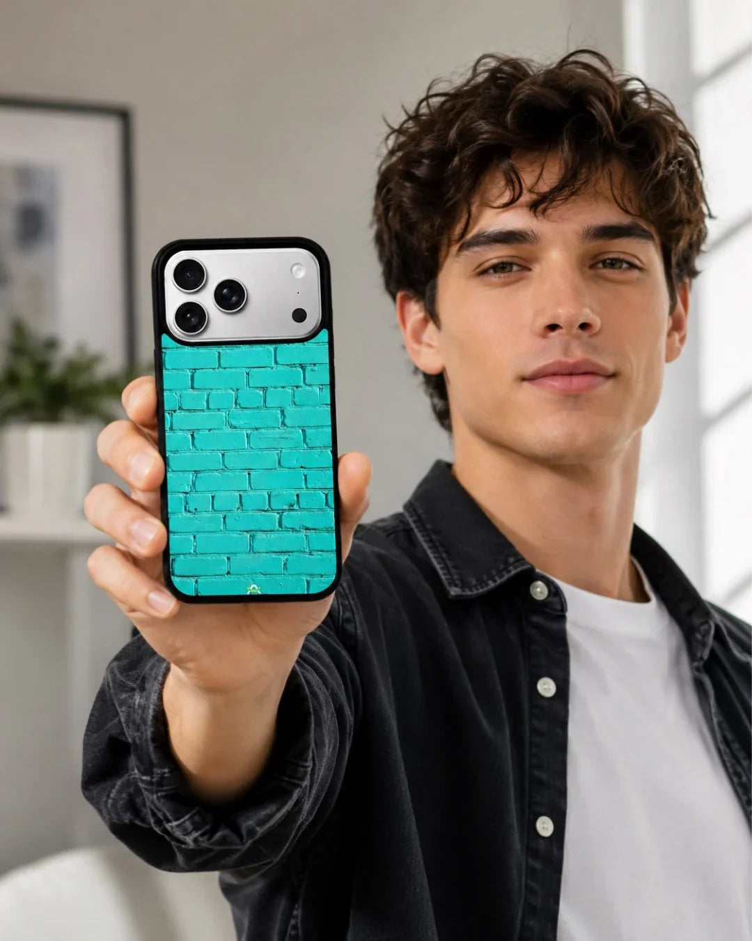 Teal Brick Wall Phone Case - Turquoise Painted Masonry Print for iPhone, Samsung, Pixel, OnePlus & Vivo