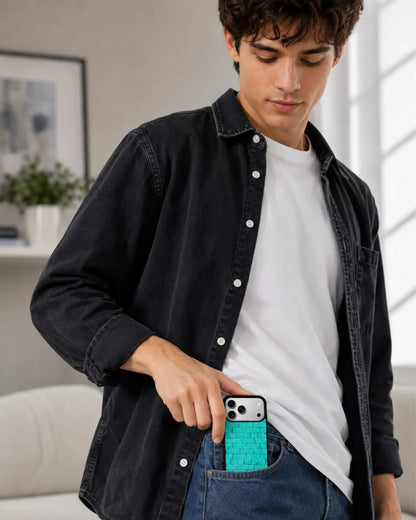 Teal Brick Wall Phone Case - Turquoise Painted Masonry Print for iPhone, Samsung, Pixel, OnePlus & Vivo