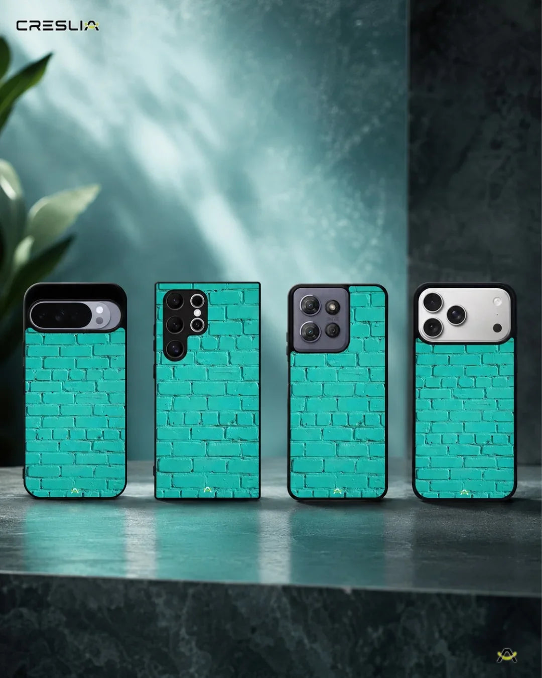 Teal Brick Wall Phone Case - Turquoise Painted Masonry Print for iPhone, Samsung, Pixel, OnePlus & Vivo