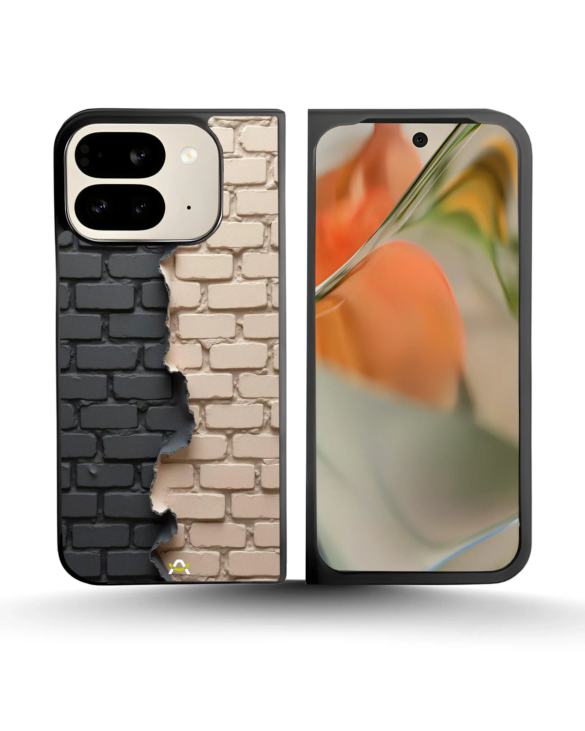 Torn Brick Wall Phone Case - Charcoal & Beige Split Print for iPhone, Samsung, Pixel, OnePlus & Vivo