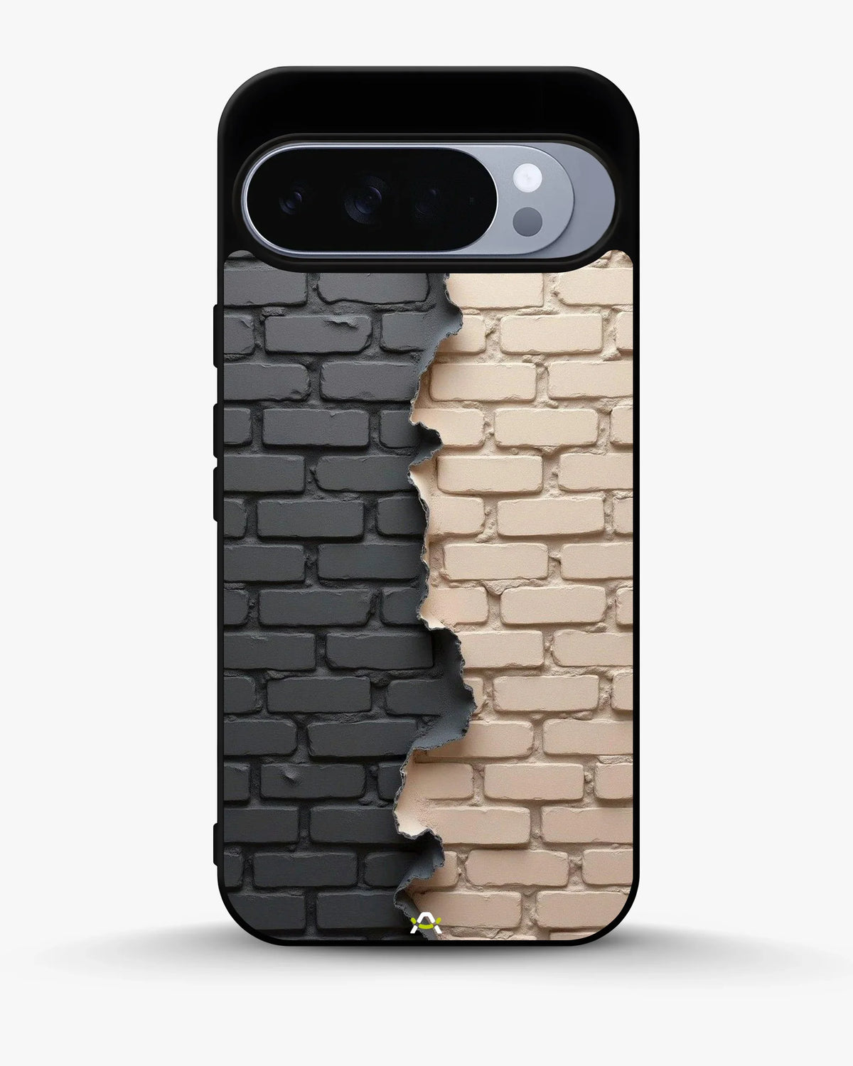 Torn Brick Wall Phone Case - Charcoal & Beige Split Print for iPhone, Samsung, Pixel, OnePlus & Vivo