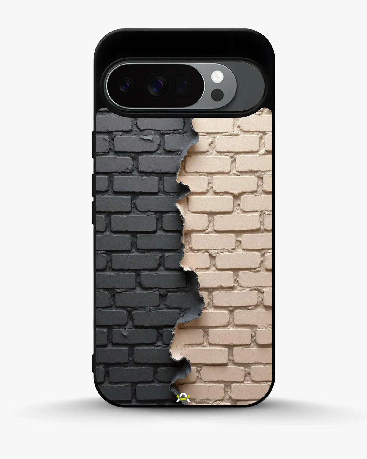 Torn Brick Wall Phone Case - Charcoal & Beige Split Print for iPhone, Samsung, Pixel, OnePlus & Vivo