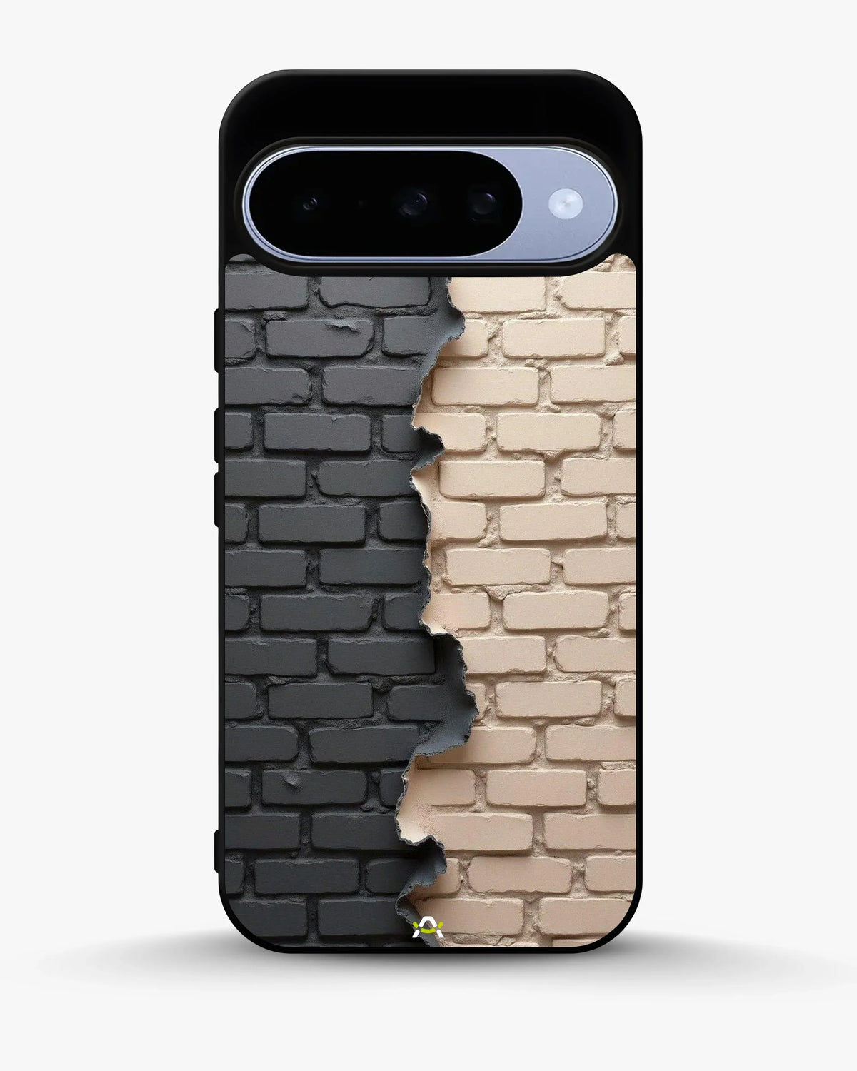 Torn Brick Wall Phone Case - Charcoal & Beige Split Print for iPhone, Samsung, Pixel, OnePlus & Vivo