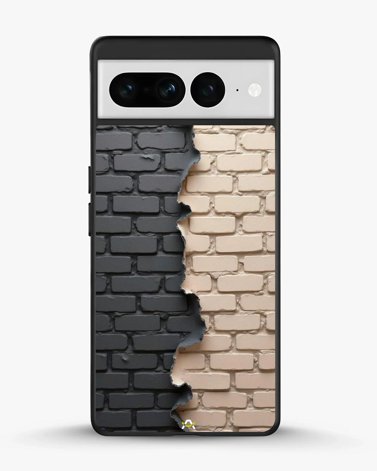 Torn Brick Wall Phone Case - Charcoal & Beige Split Print for iPhone, Samsung, Pixel, OnePlus & Vivo