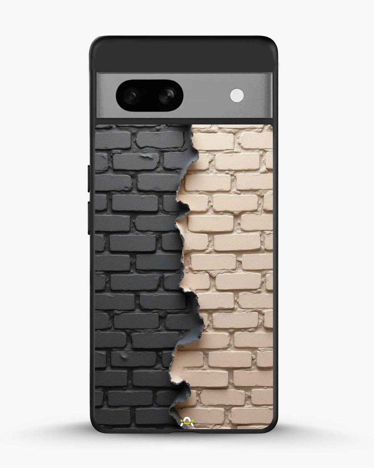 Torn Brick Wall Phone Case - Charcoal & Beige Split Print for iPhone, Samsung, Pixel, OnePlus & Vivo