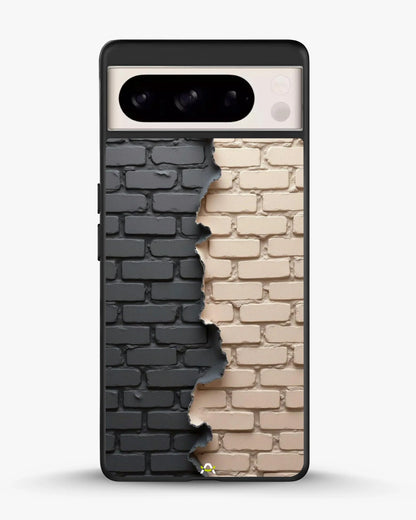 Torn Brick Wall Phone Case - Charcoal & Beige Split Print for iPhone, Samsung, Pixel, OnePlus & Vivo