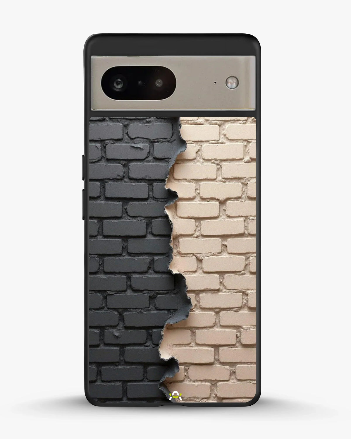 Torn Brick Wall Phone Case - Charcoal & Beige Split Print for iPhone, Samsung, Pixel, OnePlus & Vivo