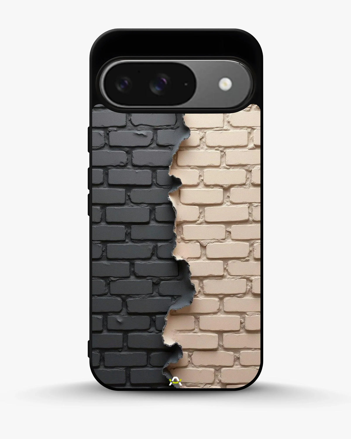 Torn Brick Wall Phone Case - Charcoal & Beige Split Print for iPhone, Samsung, Pixel, OnePlus & Vivo