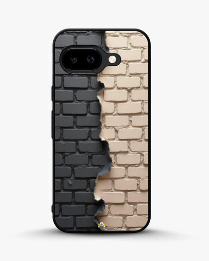 Torn Brick Wall Phone Case - Charcoal & Beige Split Print for iPhone, Samsung, Pixel, OnePlus & Vivo
