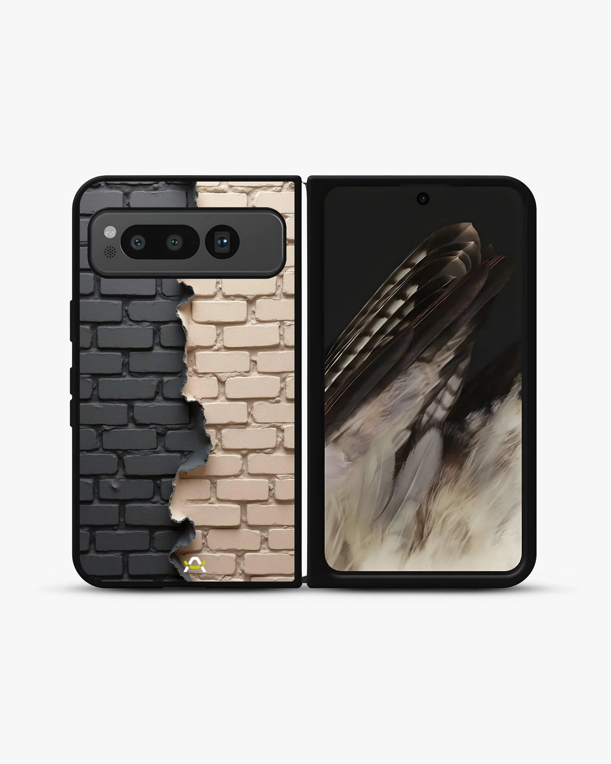 Torn Brick Wall Phone Case - Charcoal & Beige Split Print for iPhone, Samsung, Pixel, OnePlus & Vivo