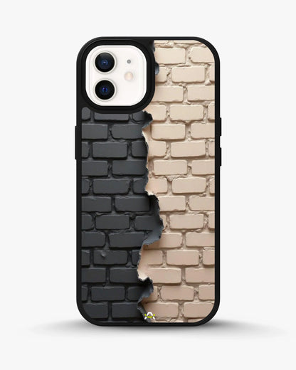 Torn Brick Wall Phone Case - Charcoal & Beige Split Print for iPhone, Samsung, Pixel, OnePlus & Vivo