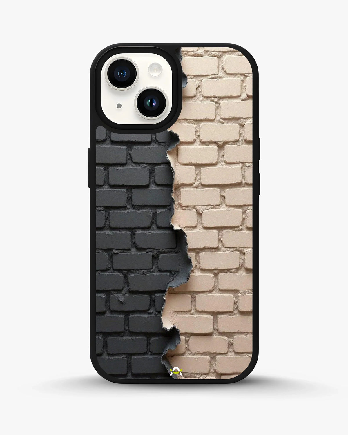Torn Brick Wall Phone Case - Charcoal & Beige Split Print for iPhone, Samsung, Pixel, OnePlus & Vivo