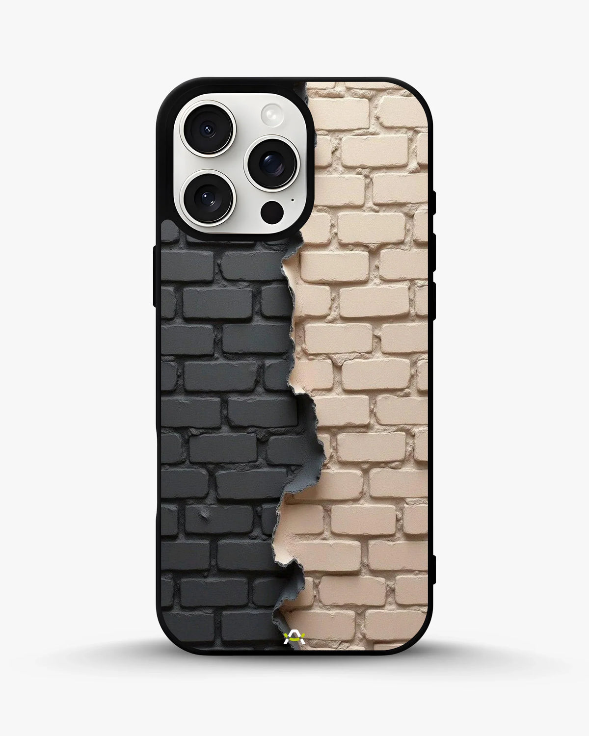 Torn Brick Wall Phone Case - Charcoal & Beige Split Print for iPhone, Samsung, Pixel, OnePlus & Vivo