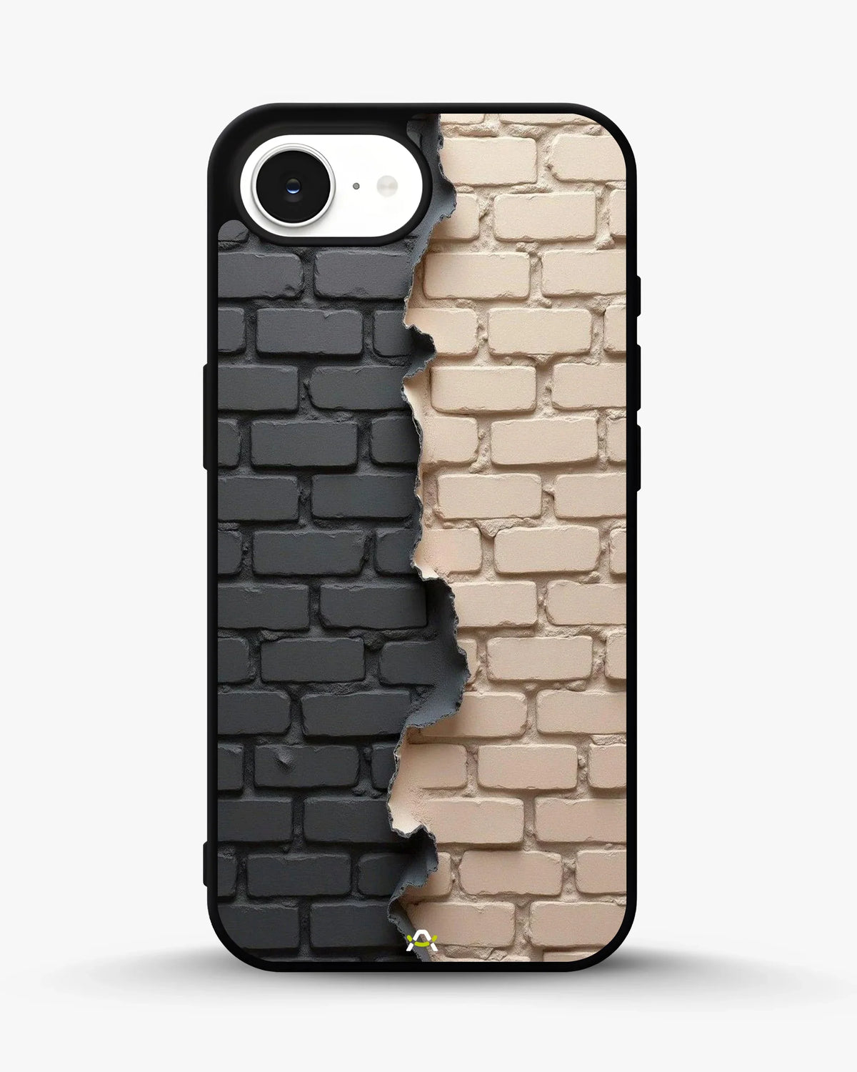 Torn Brick Wall Phone Case - Charcoal & Beige Split Print for iPhone, Samsung, Pixel, OnePlus & Vivo