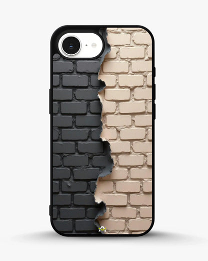 Torn Brick Wall Phone Case - Charcoal & Beige Split Print for iPhone, Samsung, Pixel, OnePlus & Vivo