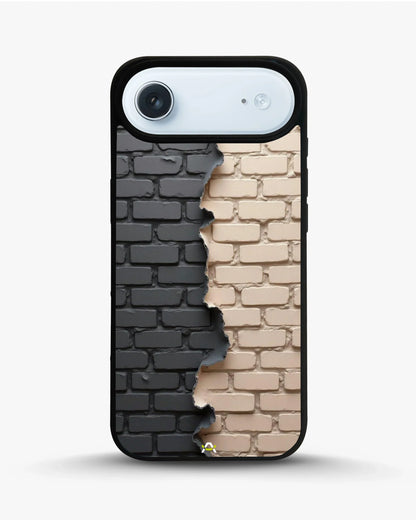 Torn Brick Wall Phone Case - Charcoal & Beige Split Print for iPhone, Samsung, Pixel, OnePlus & Vivo