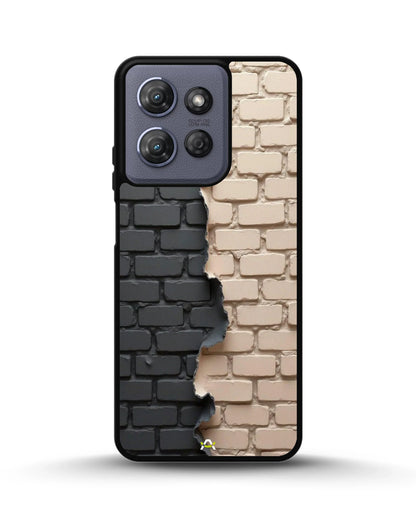 Torn Brick Wall Phone Case - Charcoal & Beige Split Print for iPhone, Samsung, Pixel, OnePlus & Vivo