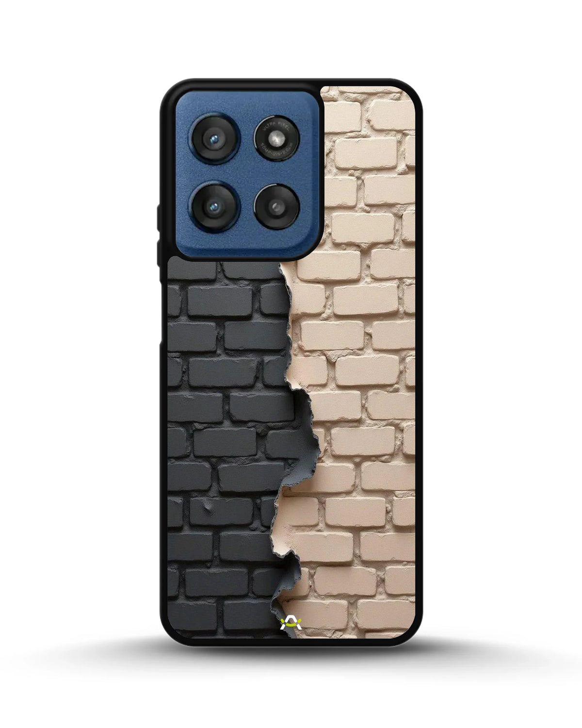 Torn Brick Wall Phone Case - Charcoal & Beige Split Print for iPhone, Samsung, Pixel, OnePlus & Vivo