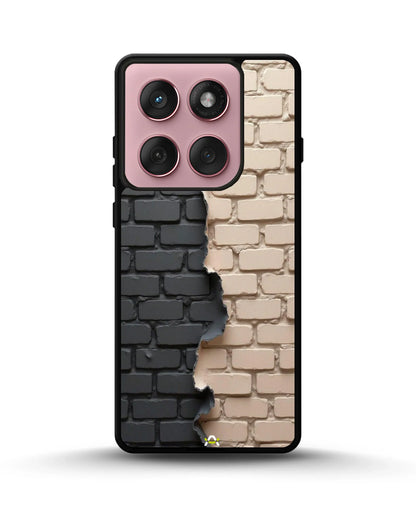 Torn Brick Wall Phone Case - Charcoal & Beige Split Print for iPhone, Samsung, Pixel, OnePlus & Vivo