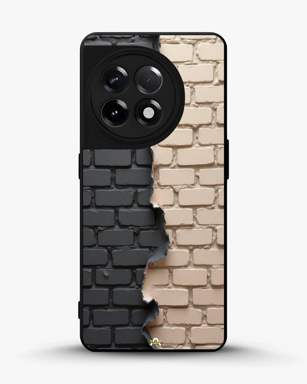 Torn Brick Wall Phone Case - Charcoal & Beige Split Print for iPhone, Samsung, Pixel, OnePlus & Vivo