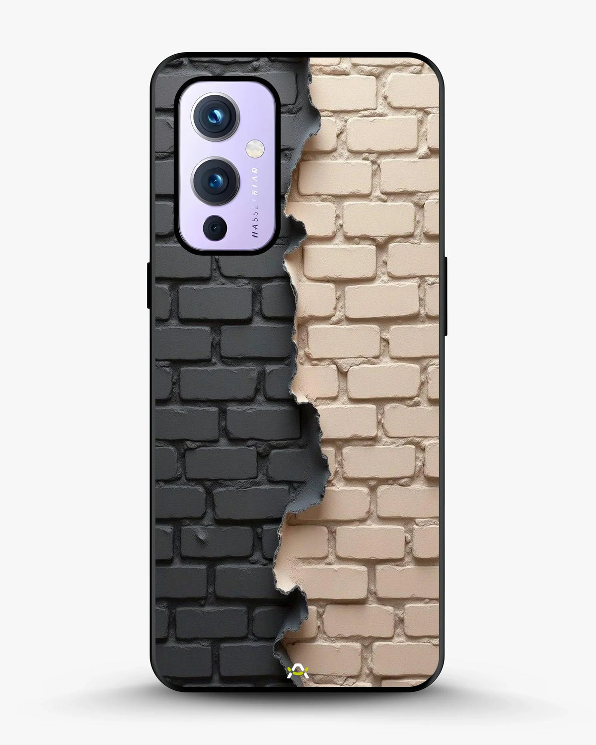Torn Brick Wall Phone Case - Charcoal & Beige Split Print for iPhone, Samsung, Pixel, OnePlus & Vivo