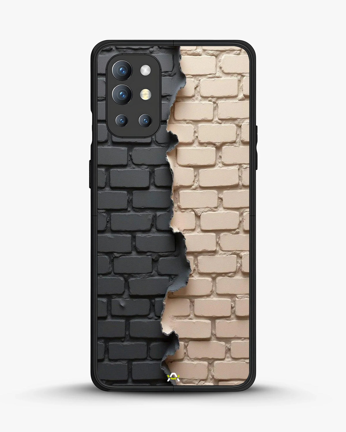 Torn Brick Wall Phone Case - Charcoal & Beige Split Print for iPhone, Samsung, Pixel, OnePlus & Vivo