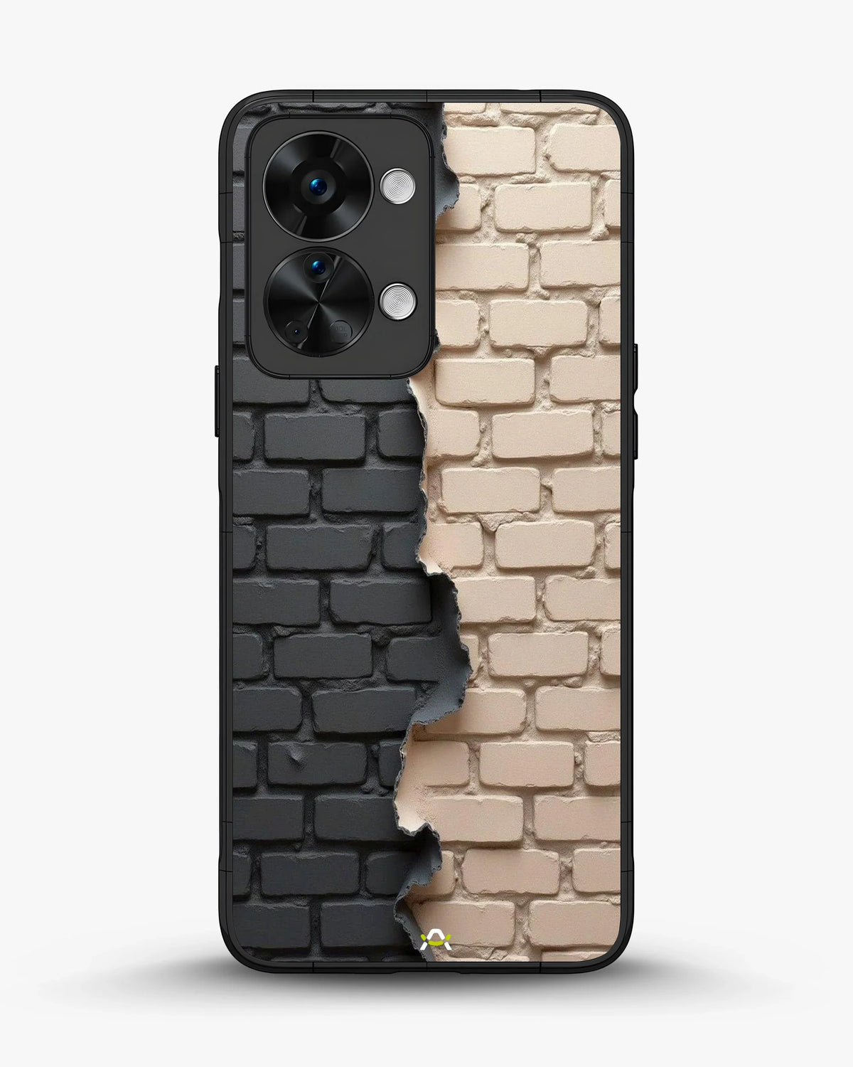 Torn Brick Wall Phone Case - Charcoal & Beige Split Print for iPhone, Samsung, Pixel, OnePlus & Vivo