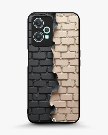 Torn Brick Wall Phone Case - Charcoal & Beige Split Print for iPhone, Samsung, Pixel, OnePlus & Vivo