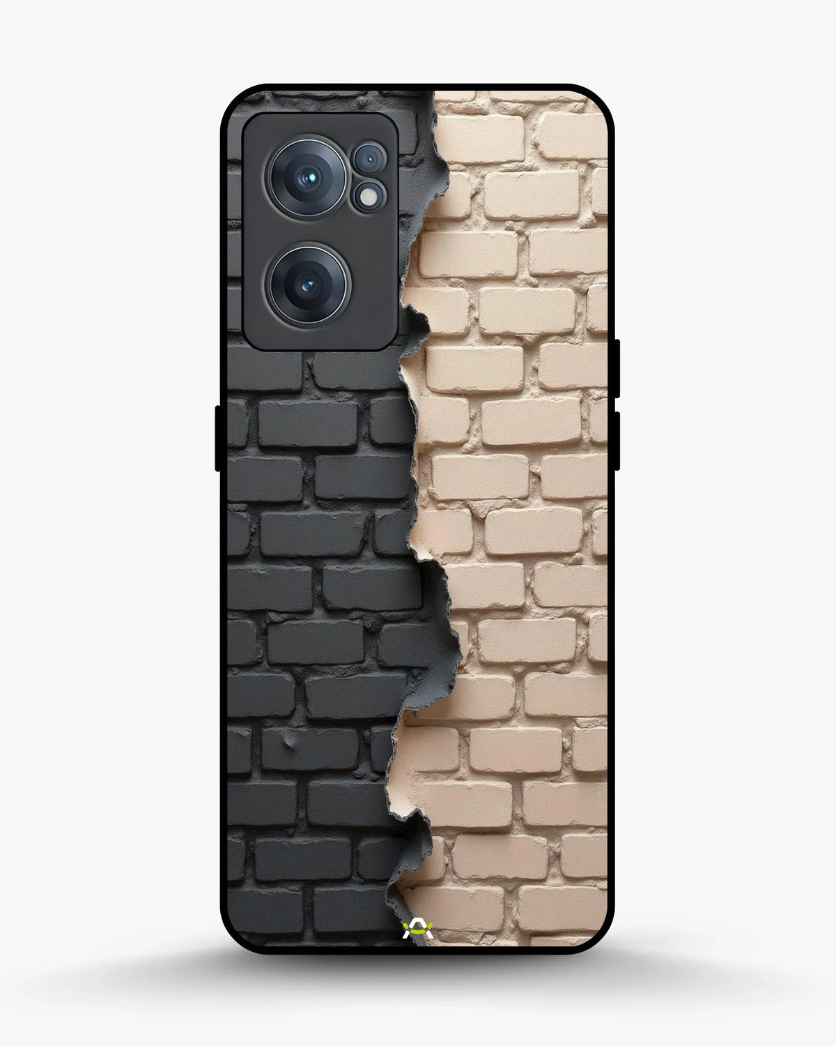 Torn Brick Wall Phone Case - Charcoal & Beige Split Print for iPhone, Samsung, Pixel, OnePlus & Vivo