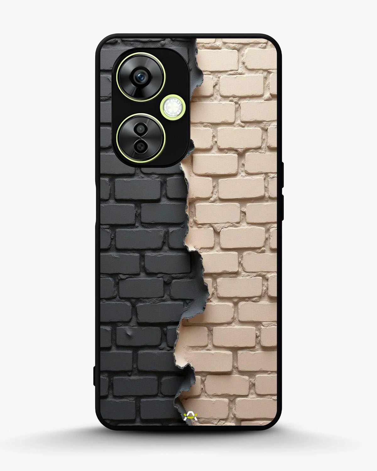 Torn Brick Wall Phone Case - Charcoal & Beige Split Print for iPhone, Samsung, Pixel, OnePlus & Vivo