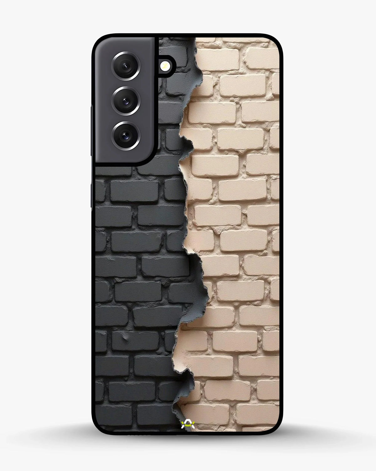 Torn Brick Wall Phone Case - Charcoal & Beige Split Print for iPhone, Samsung, Pixel, OnePlus & Vivo