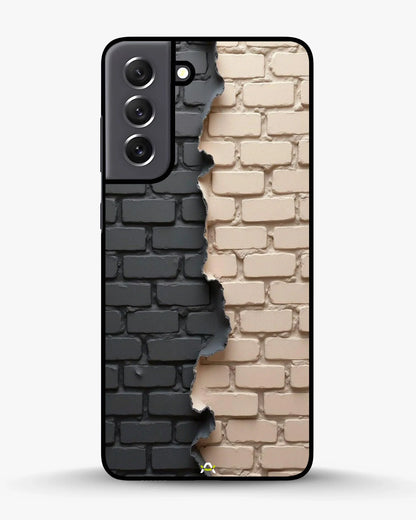 Torn Brick Wall Phone Case - Charcoal & Beige Split Print for iPhone, Samsung, Pixel, OnePlus & Vivo