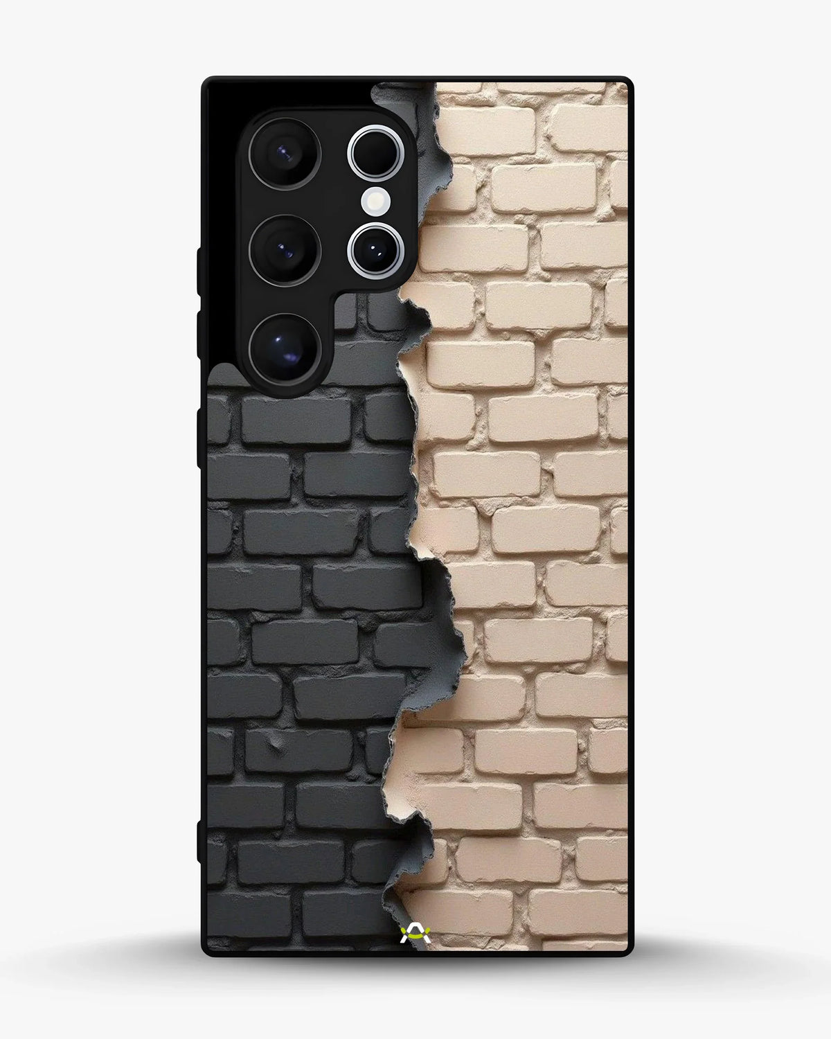 Torn Brick Wall Phone Case - Charcoal & Beige Split Print for iPhone, Samsung, Pixel, OnePlus & Vivo