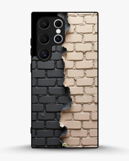 Torn Brick Wall Phone Case - Charcoal & Beige Split Print for iPhone, Samsung, Pixel, OnePlus & Vivo