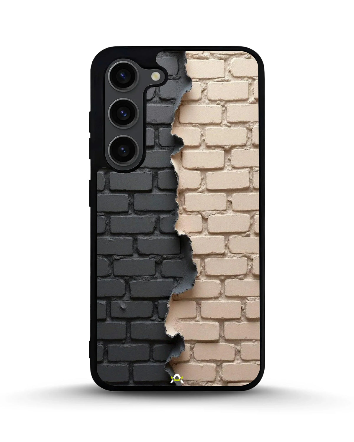 Torn Brick Wall Phone Case - Charcoal & Beige Split Print for iPhone, Samsung, Pixel, OnePlus & Vivo