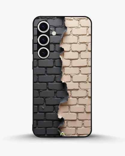 Torn Brick Wall Phone Case - Charcoal & Beige Split Print for iPhone, Samsung, Pixel, OnePlus & Vivo