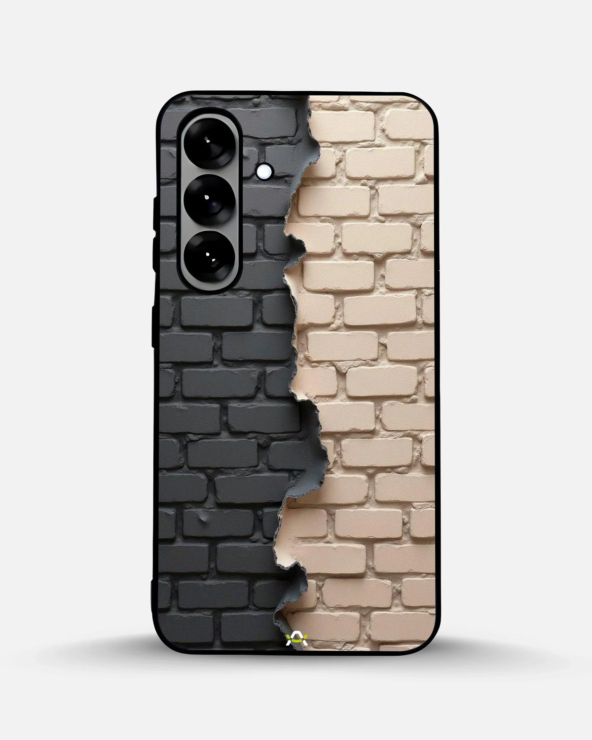 Torn Brick Wall Phone Case - Charcoal & Beige Split Print for iPhone, Samsung, Pixel, OnePlus & Vivo