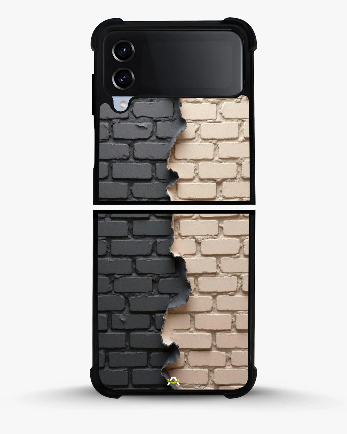 Torn Brick Wall Phone Case - Charcoal & Beige Split Print for iPhone, Samsung, Pixel, OnePlus & Vivo