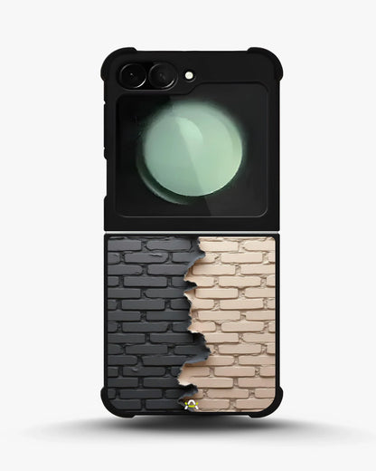 Torn Brick Wall Phone Case - Charcoal & Beige Split Print for iPhone, Samsung, Pixel, OnePlus & Vivo
