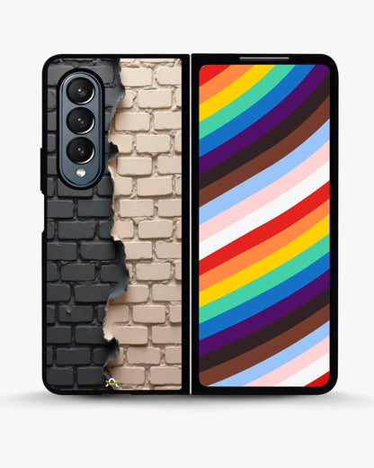 Torn Brick Wall Phone Case - Charcoal & Beige Split Print for iPhone, Samsung, Pixel, OnePlus & Vivo