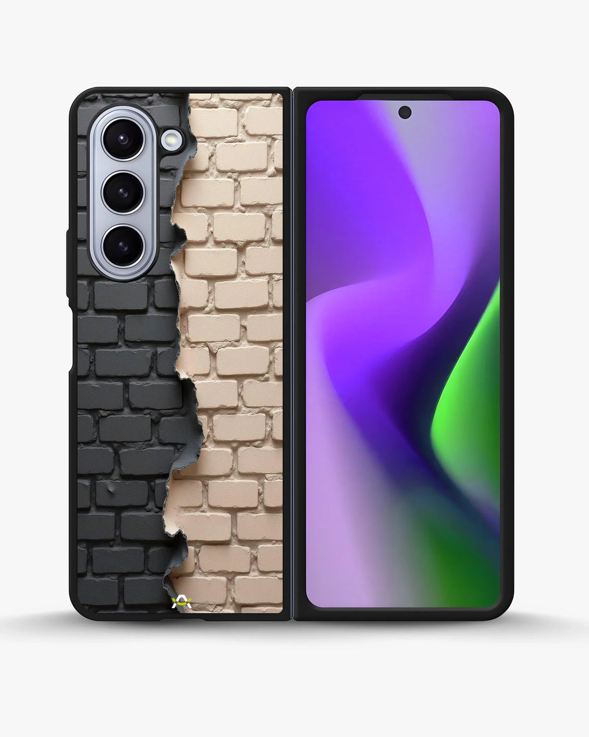 Torn Brick Wall Phone Case - Charcoal & Beige Split Print for iPhone, Samsung, Pixel, OnePlus & Vivo