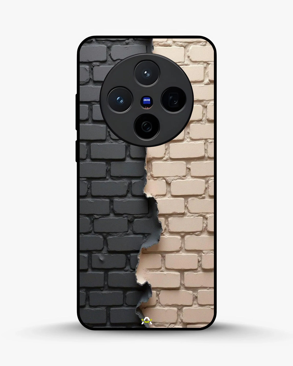 Torn Brick Wall Phone Case - Charcoal & Beige Split Print for iPhone, Samsung, Pixel, OnePlus & Vivo