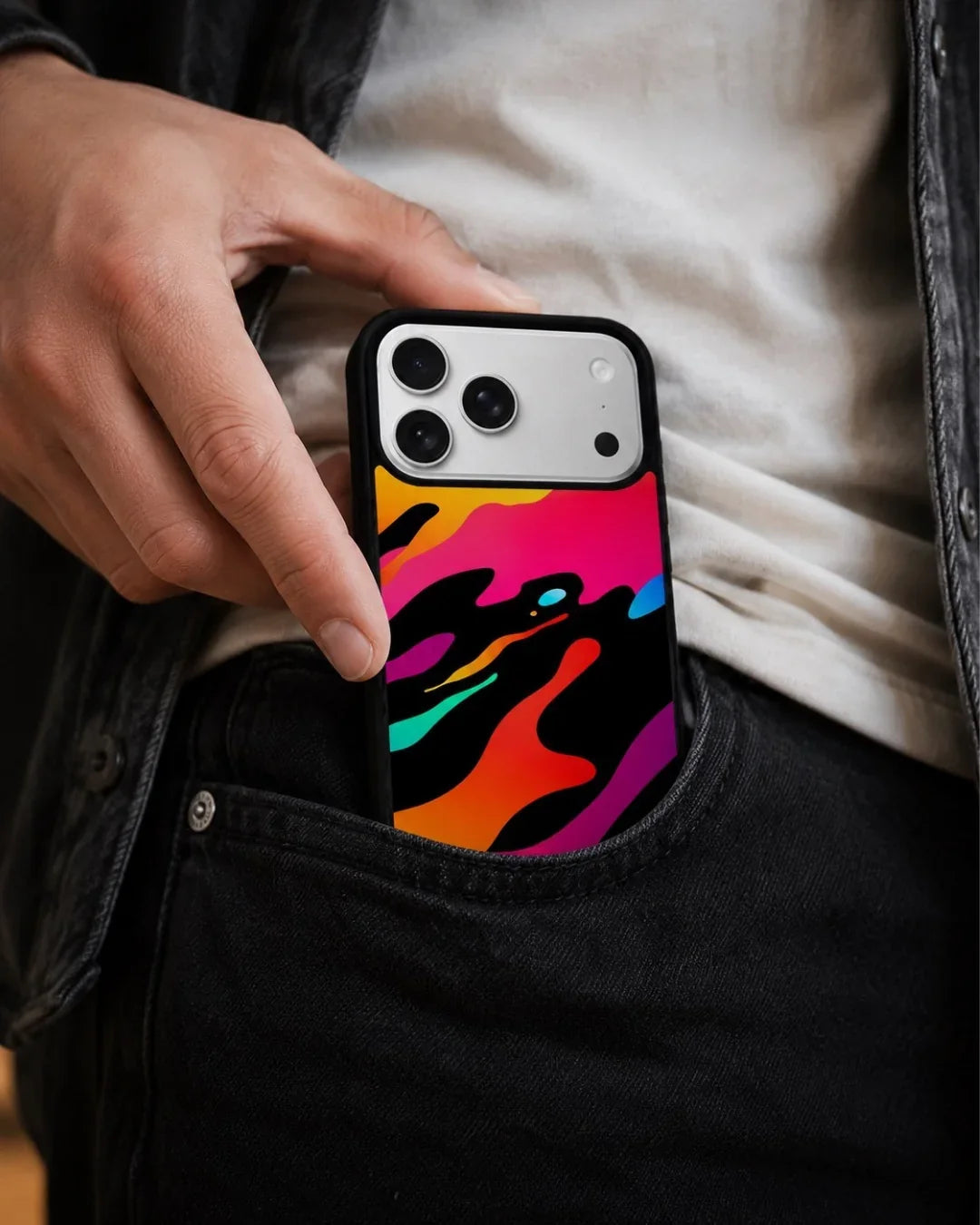 Vibrant Fluid Abstract Phone Case - Bold Multicolor Print for iPhone, Samsung, Pixel, OnePlus & Vivo