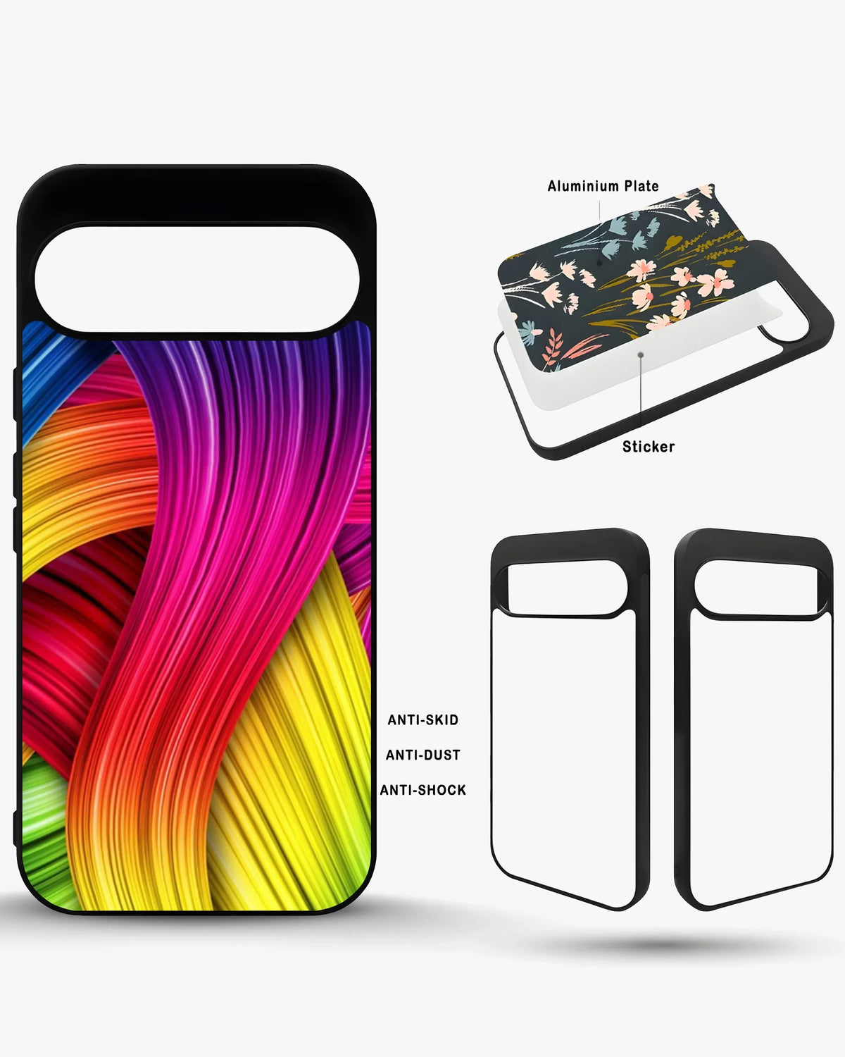 Vibrant Silk Waves Phone Case - Flowing Rainbow Strands Print for iPhone, Samsung, Pixel, OnePlus & Vivo