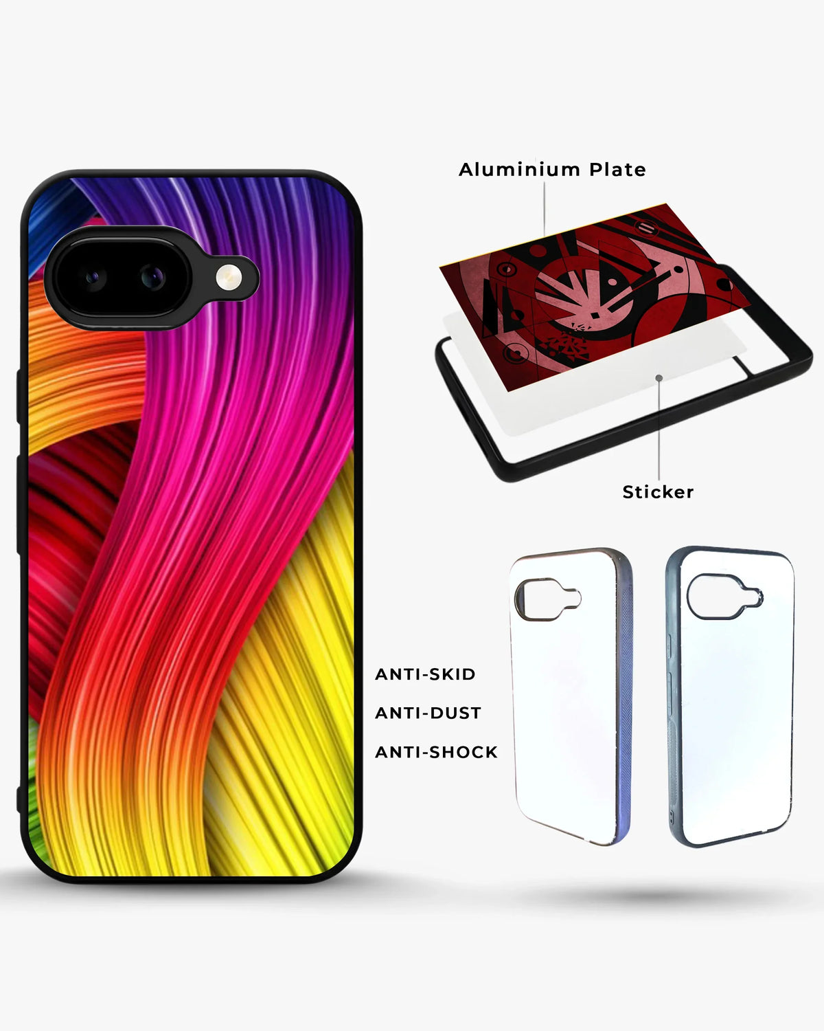 Vibrant Silk Waves Phone Case - Flowing Rainbow Strands Print for iPhone, Samsung, Pixel, OnePlus & Vivo