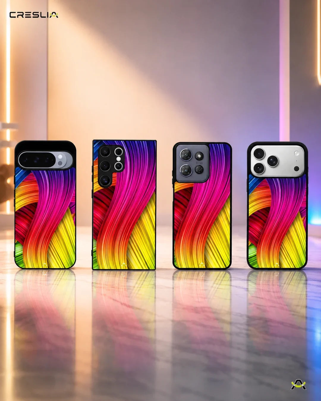 Vibrant Silk Waves Phone Case - Flowing Rainbow Strands Print for iPhone, Samsung, Pixel, OnePlus & Vivo