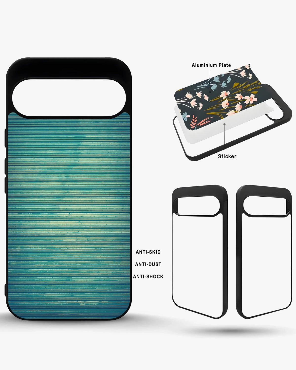 Vintage Teal Stripes Phone Case - Weathered Metal Print for iPhone, Samsung, Pixel, OnePlus & Vivo