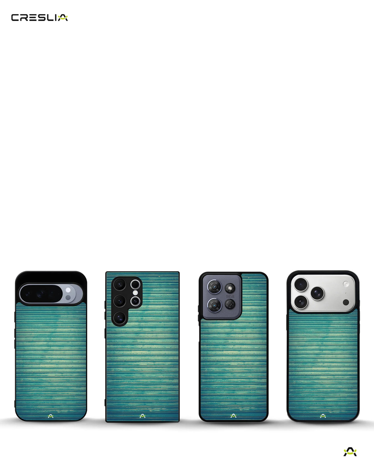 Vintage Teal Stripes Phone Case - Weathered Metal Print for iPhone, Samsung, Pixel, OnePlus & Vivo