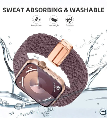 Magnetic Buckle Braided Loop Band for Apple Watch - Blue Nylon Strap